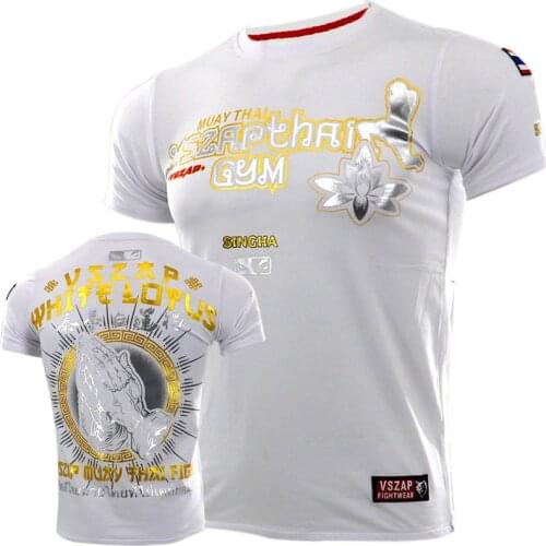 VSZAP Running fighting Muay Thai Quick Dry Lotus Shirts Muay MMA boxing short sleeved T-shirt leisure fitness sports training