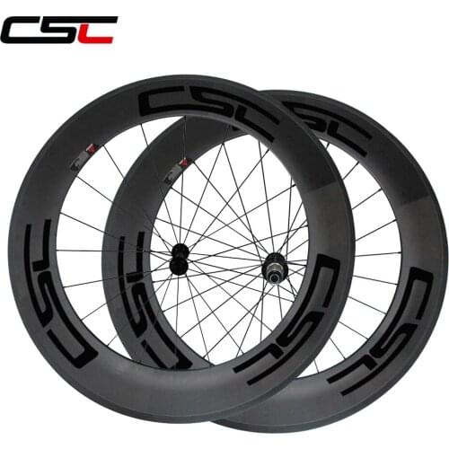 CSC 700C carbon fiber road bike wheels 88mm tubular 23mm width carbon fiber cycle wheels ceramic bearing R13 hub Only 1560g