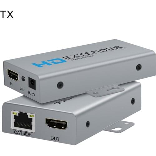 HDMI Extender 165ft Over Single Cat5e/6, Extend 1080P@60Hz Video, Transmit Audio Video Synchronously, Support 3D, POE HDMI Loop