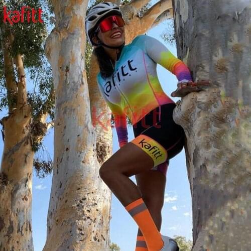Kaffert 2021 New Ladies Long-sleeved Cycling Wear Professional Triathlon Sports Shirt Sexy Jumpsuit Shorts Overall Clothes