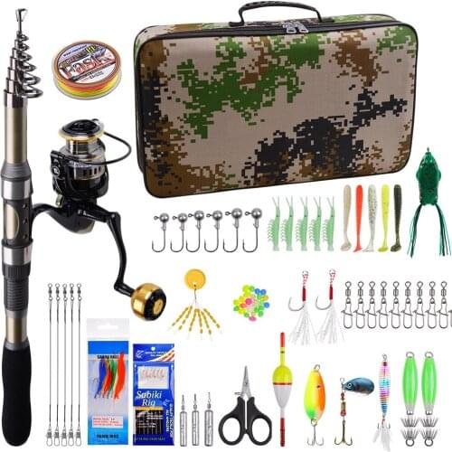 Telescopic Casting Spinning Fishing Rod Combo Kit Portable Rod and 5.2:1 Gear Ratio Rod Reel Fishing Tackle Set 2.1m 2.4m 2.7m