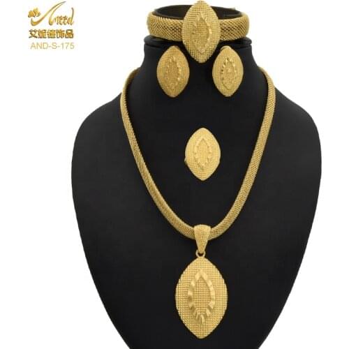 ANIID Bride Jewelry Sets Wedding Dubai Necklace For Womens 2020 Luxury High Quality Nigerian Ethiopia 24k Gold African Ring Arab