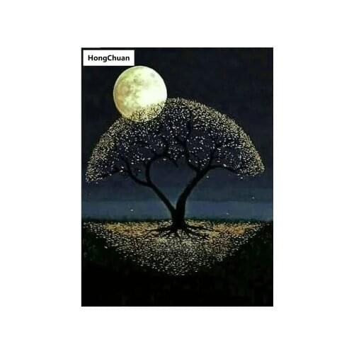 Beautiful tree, wall decoration, canvas art, square circle, cross-stitch diamond painting, diamond inlay, hand sticker gift