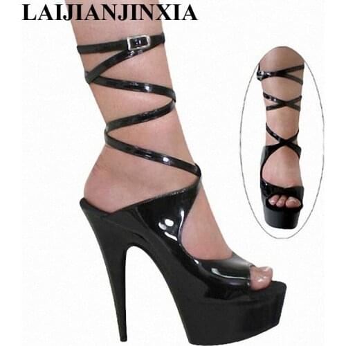 LAIJIANJINXIA summer new nightclub super heels 15cm sexy waterproof Taiwan fish mouth thick with thick sole sandals womens shoe