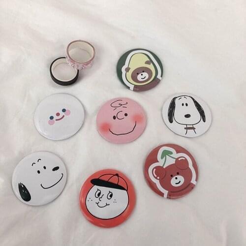 CSHOU129 Mini Portable Makeup Mirror Cartoon Pattern Compact Pocket Cosmetic Mirror Cute Round Mirrors Beauty Skin Care Tools