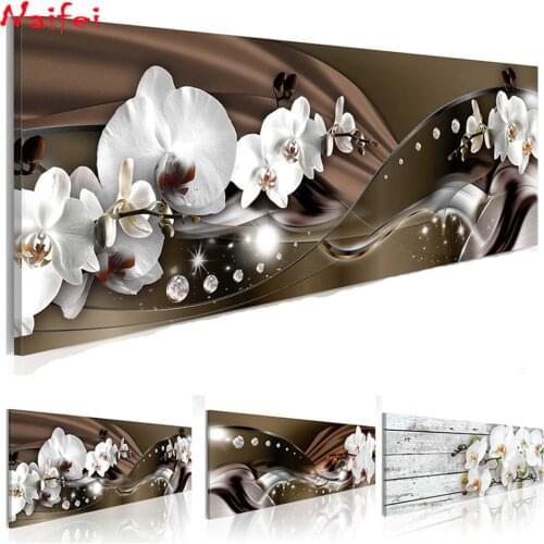 White Beautiful Orchid Flowers Diamond Painting Rhinestone 5D DIY Diamond Embroidery,Cross Stitch,Diamond Mosaic Sale,wall Decor