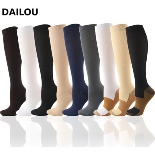 Copper Ion Sports Compression Socks Men Women Cycling Football Pressure Socks Basketball Socks Protection Solid Color Long Socks