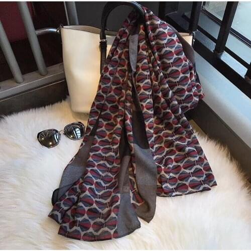 2019 New Fashion Cotton Bowknot Print Scarves Shawl Trendy Long Bow Geometry Print Wrap Hijab Muffler 3 Color Free Shipping