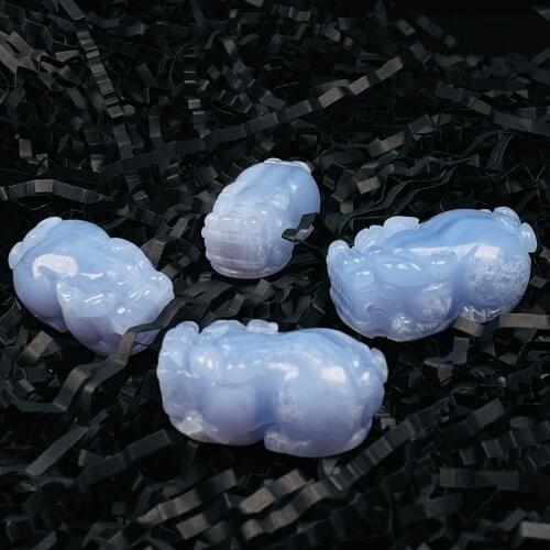 New!!!Natural Blue Agate Carved Animals Gemstones Reiki Healing Fine Home Decoration 1PCS