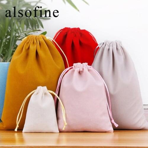 New Arrival Flannel Bag Small Jewelry Packaging Drawstring Pocket Mobile Power Earphone Storage Bag Flannel Jewelry Storage Bag