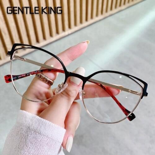 GENTLE KING Cat Eye Metal Optical Glasses Frames Anti Blue Light Men Women Fashion Computer Eyeglasses