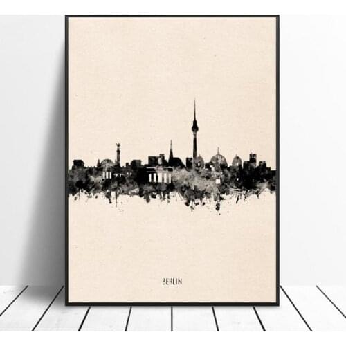 Berlin City Poster Black Ink Abstract Canvas Prints Picture Minimalist Art Wall Painting for Living Room Interior Home Decor