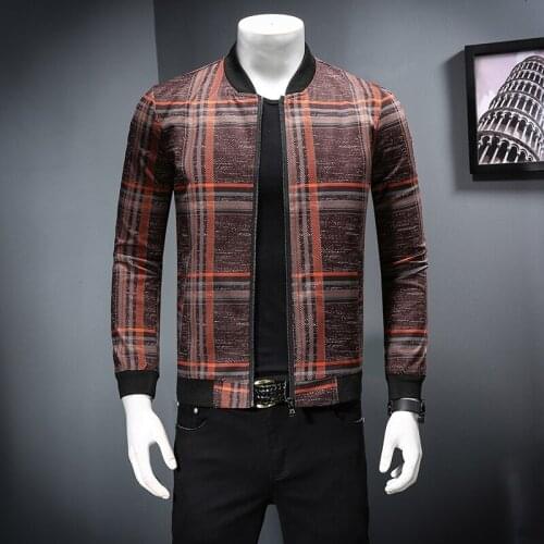 Plaid Printing Casual Jacket Coat Fashion Brand Mens Bomber Jacket Men Baseball Jackets Chaqueta Hombre Overcoat Male Clothing