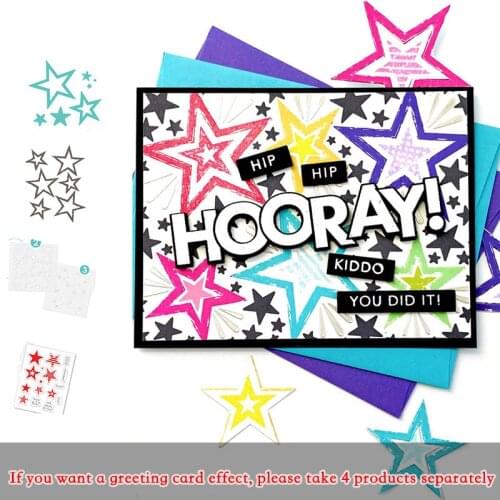 Celebrate Star Happy 4th Boom Cutting Dies and Stamps Scrapbook Dariy Decoration Stencil Embossing Template Diy Make Albums