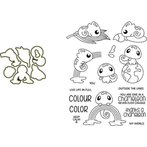 Clear Stamps And Cutting Dies Animals Cute Color Chameleon For DIY Scrapbook Photo Album Craft Card 2021 New
