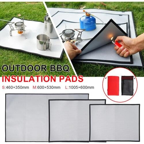 S/M/L Camping Fireproof Grill Mat Cloth Flame Retardant Ember Mat Blanket Heat Insulation Pad for Outdoors Picnic Barbecue
