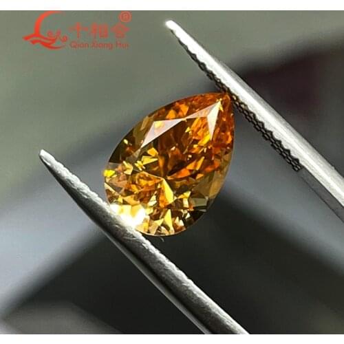 Yellow color pear shape material moissanites loose stone by qianxianghui (video is light yellow)