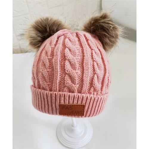 Beanies Baby Hat Pompon Winter Children Hat Knitted Cute Cap For Girls Boys Casual Solid Color Girls Hat Baby Beanies