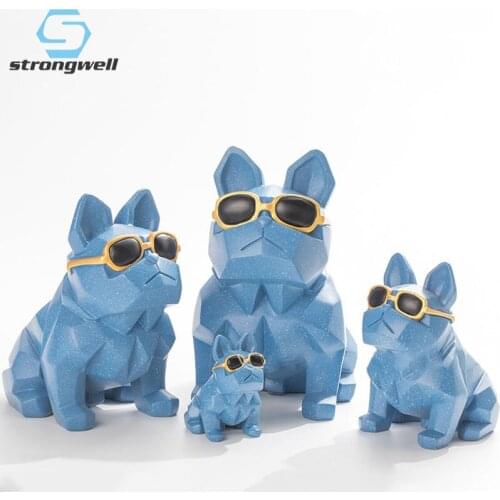 Strongwell Multi Size Cool Dog Figurines Creative Home Decoration Accessories Resin Mascot Piggy Bank Desktop Decor Ornament
