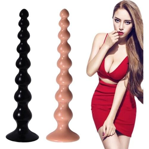 Super Long Pull Beads Anal Plug Powerful Suction Cup Silicone Dildo Female Masturbation Adult Sex Toys for Woman Man Gay