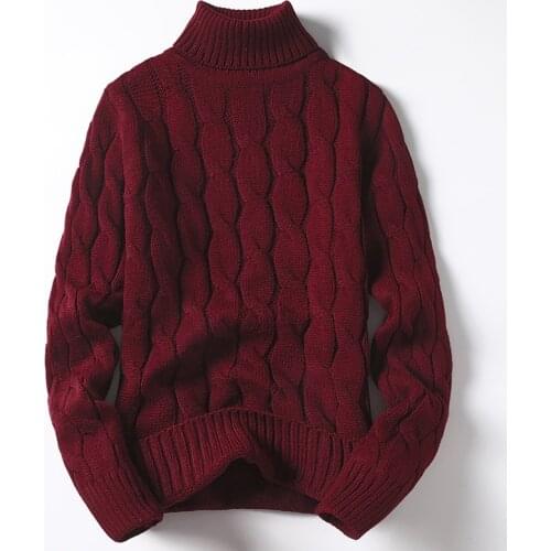 New Winter Mens Solid Color Twist Turtleneck Sweater Male Slim Fit Knitted Thick Pullovers Sweaters Casual High Neck Tops