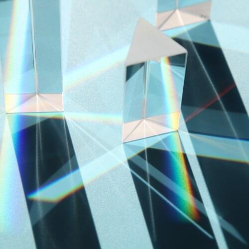 Triangular Prism BK7 Optical Prisms Glass Physics Teaching Refracted Light Spectrum Children Students Present 30x30x100mm