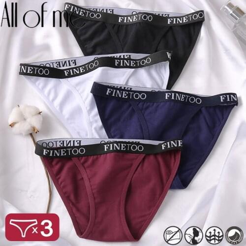 3PCS/Set Cotton Panties Briefs Women Underwear Female Underpants Sexy Lingerie Bikini Pantys Finetoo Brand Girls Femme Panties
