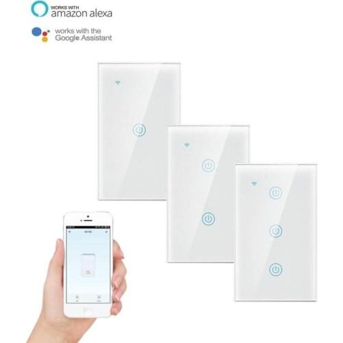Tuya US/EU Wifi+Bluetooth Smart Light Switch Voice Control Wireless Wall Switch Remote Work With Alexa Google Home 1/2/3/4 Gang