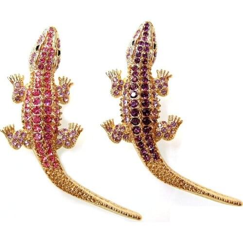 Vintage Alloy Rhinestone Chameleon Lizard Brooch Pin for Women Costume Jewelry gecko scarf pin Brooches