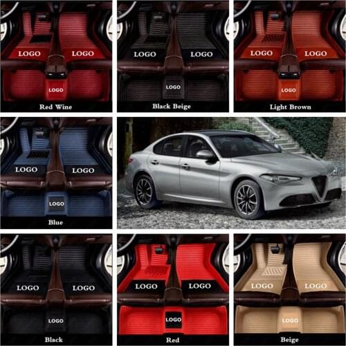 Waterproof Car Floor Mats for ALFA ROMEO Stelvio Giulia Leather Car Foot Mat Custom Non-slip Auto Pads Automobile Carpet Cover