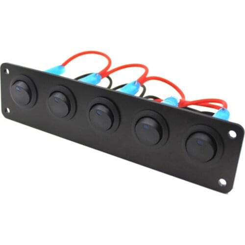 Marine Boat Rocker Switch Panel 5Gang Waterproof ON Off Toggle Switches