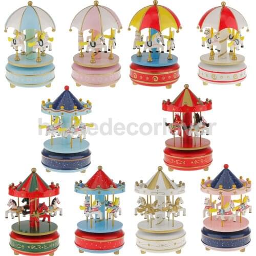 Rotating Carousel Horse Music Box Kid Musical Wind Up Clockwork Toy Children Christmas Gift Merry Go Round Home Table Decoration