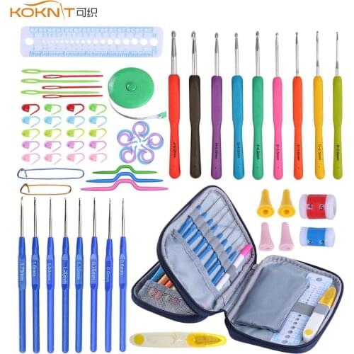 KOKNIT 68pcs/Set mix size DIY Knitting Crochet Hooks set plastic and Aluminum Knitting Needles Crochet Hook Craft weaving tools