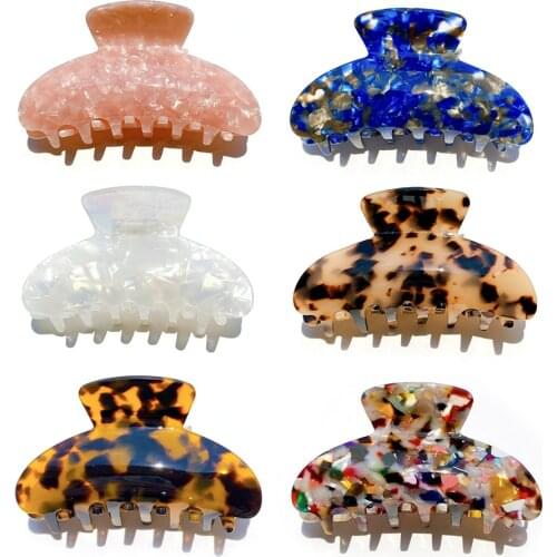 Fashion Acetate Leopard Print Hair Claws Geometric Crab Shape Clamp Styling Hair Clips for Women Girls Hairpin Hair Accessories