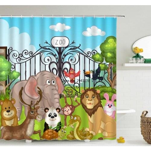 Lovely Anime Cartoon Shower Curtain Child Cute Bath Curtains Bathroom Waterproof Polyester Fabric with 12 Hooks Home Decoration