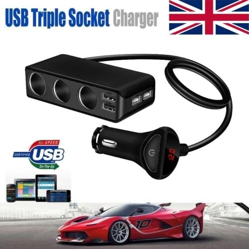 4 USB Port 3 Way Car Cigarette Lighter Socket Splitter Charger 120W Power 6.8A USB Car Charger Support Display Volmeter