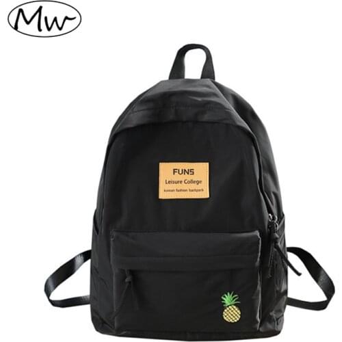 Womens Backpack Nylon School Backpack for Girls Sweet Embroidery Pineapple Korean Style Fashion Briefcase Laptop Handbags M014