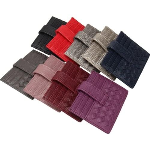 Womens Woven Card Holder Female Cards Pack Cash Pocket Covers Small ID Credit Card Wallet