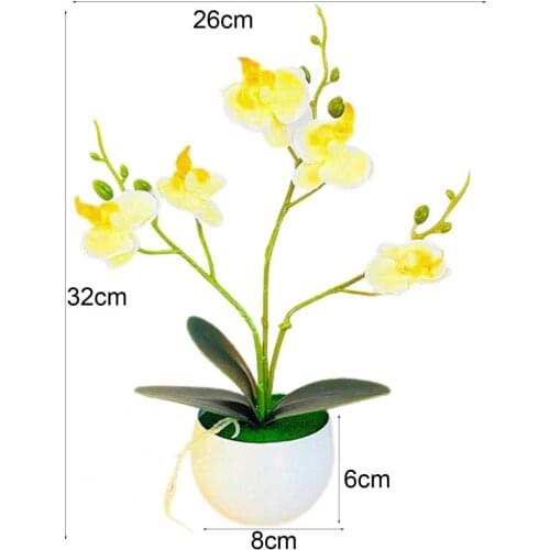 1 Set Artificial Potted Plant Anti-deform Anti Fade Faux Silk Flower Realistic Eye-catching Butterfly Orchid Flower Bonsai