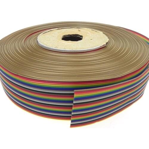 1M 5M 10M 20M Length 1.27MM Pitch 34P IDC Ribbon Wire Rainbow Flat Cable For 2.54MM FC IDC Connector