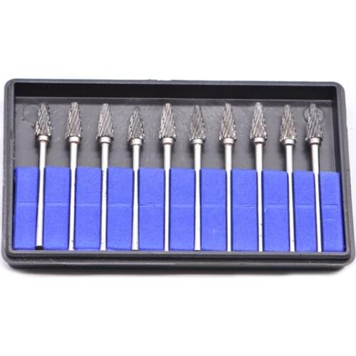10 pcs/box tungsten carbide burs steel dental burs diamond burs dental lab material tungsten steel grinding head rotary burs