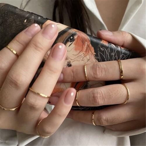 10pcs Korea Fashion Mixed Minimalist Ring Set Geometric Simple Gold Silver Thin Slim Cuff Open Rings Gothic Jewelry for Women