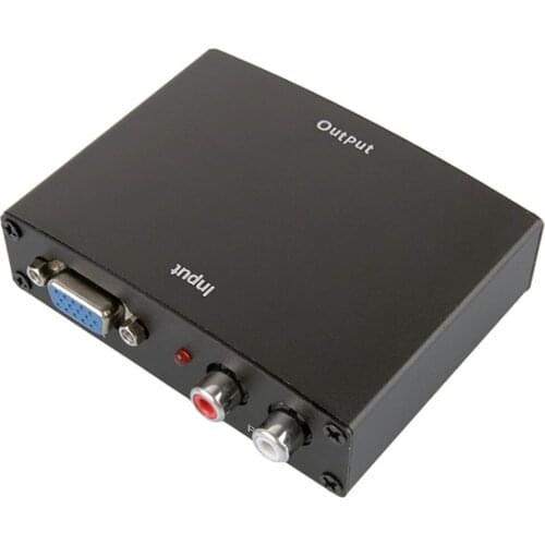 1080P HD R/L VGA to HDMI Converter Box for HDTV TV Box with 2 RCA Phono Analog Stereo Audio