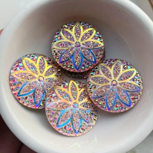 18pcs 25mm flower rhinestone flat back resin sewn on crystal rhinestone beads DIY crystal trim E884