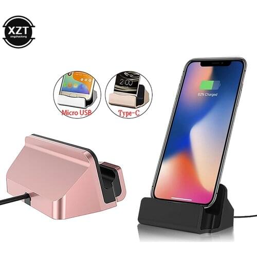 2-in-1 USB Cable Data Phone Charger Desktop Dock Stand Station Micro USB Charging Type-C for Samsung S8 for Huawei Mate 20 P30
