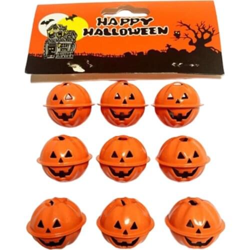 6pcs Halloween Decoration Pumpkin Head Metal Bell As Party Children Funny Gift Hanging On Tree Decoration Supplies For Key Ring