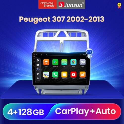 Junsun V3 Pro Qualcomm Android 10 Car Radio Multimedia Video Players For Peugeot 307 sw 2002 - 2013 CarPlay Auto 2 Din DVD