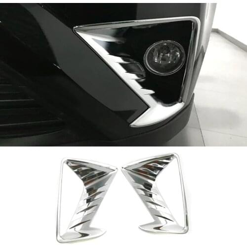 Car Styling 1 Pair CHROME FRONT FOG LIGHT HEAD LAMP COVER TRIM BEZEL For TOYOTA RAV4 2016 2017 Decorative Accessories