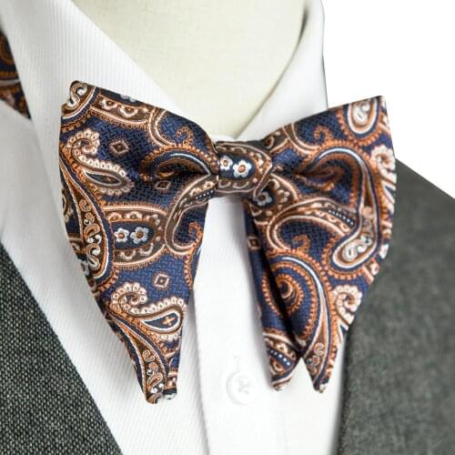 Tuxedo Big Bow Tie Pre-tied Adjustable Paisley Solid Floral Champagne Bronzed Orange Multicolor Mens Silk Bowties Bowknot