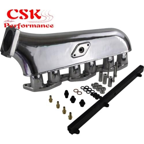 For Supra 1JZ 1JZGTE polished Intake Manifold + top feed fuel rail BLACK
